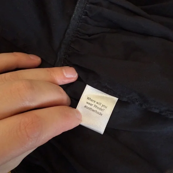 RHODE Eloise Blouse Black Cotton Puff Sleeve Ruffled Top EUC size M - Picture 9 of 10